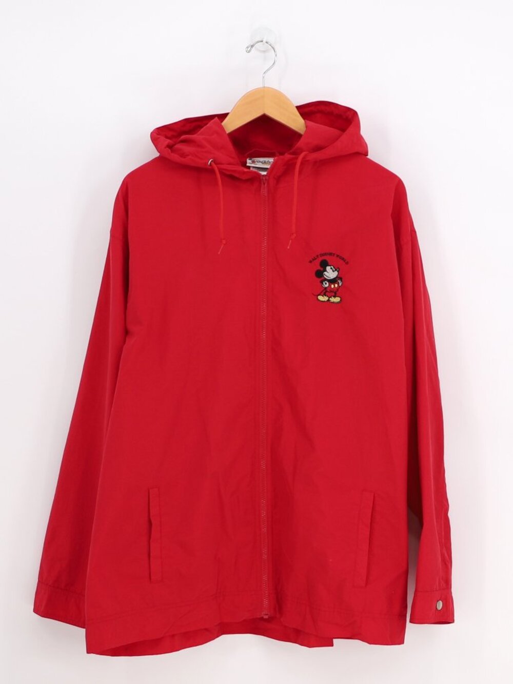 Vintage Walt Disney Mickey Red Hooded Zip Jacket Mesh Lined Size XXL